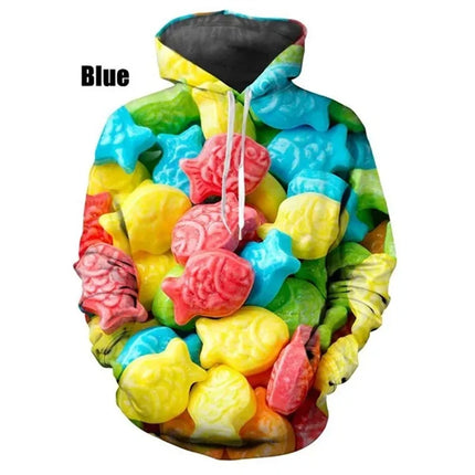 Candy Sugar Graphic Pop Hoodies For Men 3D Sweets Printed Unisex Couple Sweatshirts Kid Cute Pullovers Women Y2k Harajuku Hoodie