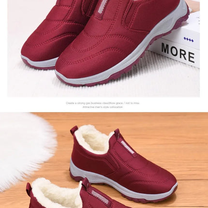Women's Winter Cotton Shoes Comfortable Fashion Mom Thickened Fleece Warm Large Cotton Shoes Breathable Wear-resistant Low Heel