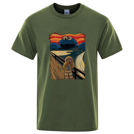 Men's Summer High-Quality T-Shirt 100% Cotton Short Sleeve Printed Casual Loose O-Neck Tee for Men