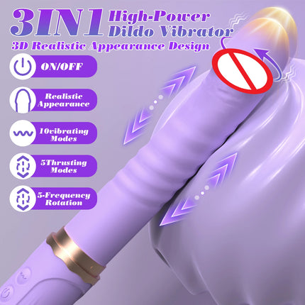 Thrusting Dildo Vibrator Female G Spot Clitoral Stimulator Adult Product with 5 Thrusting 10 Vibration Modes Sex Toy for Women