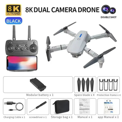 New Upgrade 8K HD Dual Camera GPS Obstacle Avoidance 2026 E88 Plus Mini Foldable Drones Brushless Motor RC Quadcopter Toys Gifts