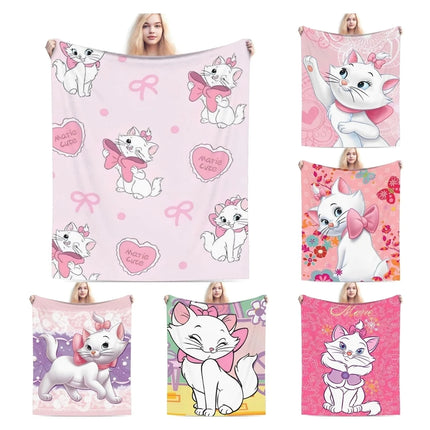 Aristocats Marie Cat Knitted Blankets Pink Wool Throw Blanket Summer Air Conditioning Portable Soft Warm Bedspread