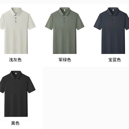 Men's 175G Silk Blended Polo Shirt Cool Feeling Short Sleeve Breathable Moisture Wicking Summer Seamless Golf Top Tees in Gray