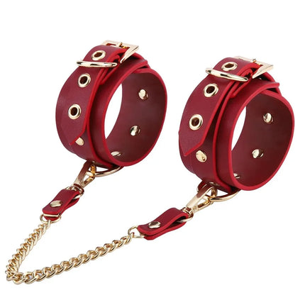 Sex Couple Bdsm Bondage Set Split Leather Restraints Collars Wrist Ankle Cuff Handcuffs Sex Toys For male and female Adult Games