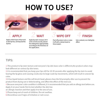Lip Stain Blading Peel Off and Reveal Kit Long Lasting 3pcs Rose Waterproof Pink Lip Tint Transfer Proof Natural Lip Stain Kit