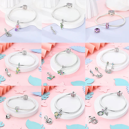 New 925 Sterling Silver Charms Beads Sunflower Flower Daisy Original Charm Pendant Fit Charm Bracelets DIY Jewelry Birthday Gift