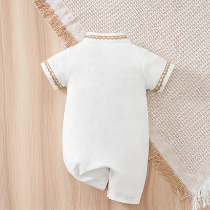 Newborn Baby Clothes Middle Eastern traditional ethnic style Islamic cotton Ramadan White summer short sleeved baby jumpsuit