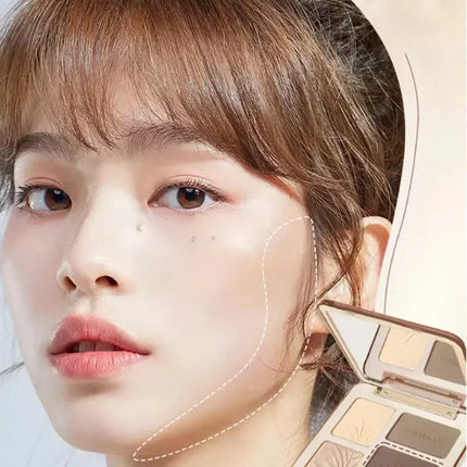 Judydoll Highlighter Contour Bronzer Palette Nude Makeup Natural Facial 3D Nose Shadow Long-Lasting Waterproof Cosmetics Makeup