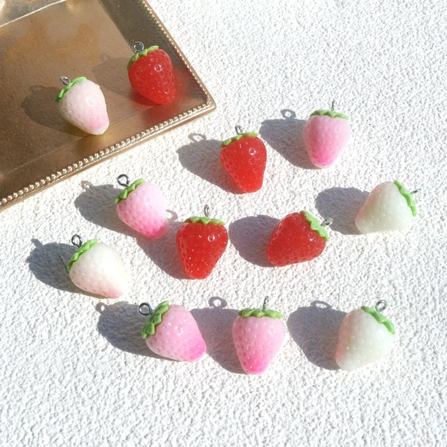 10pcs Cute Strawberry Charms for Jewelry Making Diy Earring Bracelet Pendant Accessories Findings Wholesale Bulk