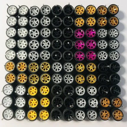 11mm wheels for 1/64 Scale Alloy Car Models 1/64 wheels with Tires + Axles for Hot Wheel/Matchbox/Domeka/Tomy 1:64