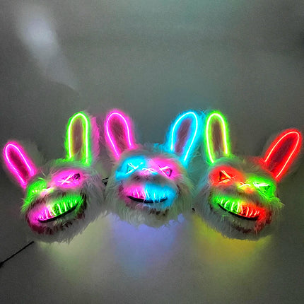 Halloween Light Up Horror Mask Glowing Bloody Bear Killer Mask Flashing Neon Scary Bear Mask for cosplay mask purim props