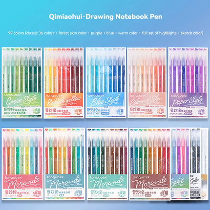 105Color Hand Account Gel Pen Languo Morandi Retro Pen Large-Capacity Color Handbook Pen For Student Painting Graffiti Writting