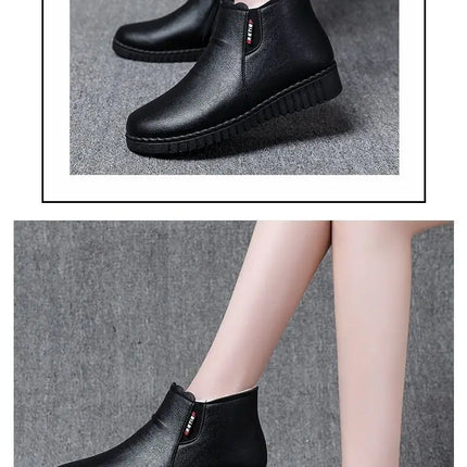Thickened Warm Cotton Shoes for Middle-Aged And Elderly Women Winter Mom Shoes Fleece-Lined Anti-Slip Flat Bottom Soft Bottom...