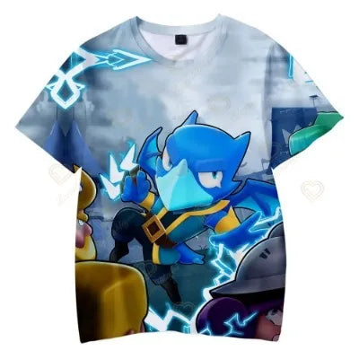 Anime T-shirt Children's Clothing Short Sleeve Tshirts Mico Kit Crow Leon Larry Lawrie Cartoon Kids T Shirts