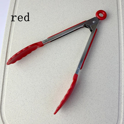Anti Slip Cooking Serving Tongs Stainless Steel Food Clip Bread Salad Tong Heat-Resistant Barbecue Clips Kitchen Cooking Tool