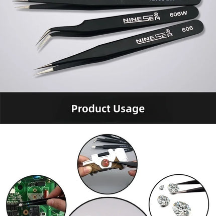 606/606W Precision Tweezers High Hardness Anti-Static for DIY Military Model Making Tool Water Decal Work Hobby Craft Project