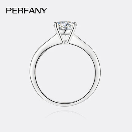PERFANY 0.5/1/2CT Moissanite Women's Engagement Ring S925 Pure Silver Classic Four Claw GRA Certified Diamond Wedding Jewelry