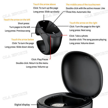 New Fingertip Remote Scrolling Ring Wireless Remote Control Camera Shutter Selfie Video Bluetooth 5.0 With Phone Stand smartring