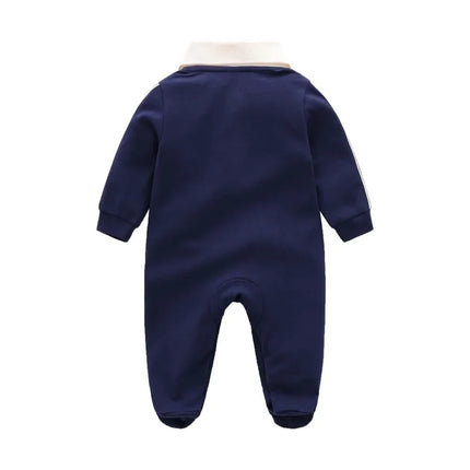 Baby Boy Spring Autumn Outerwear Pure Cotton Romper Stylish Newborn Infant Men's Women's Baby Long Sleeve Crawler Korean Version