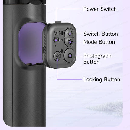 C22 AI Face Tracking Handheld Gimbal Stabiliser 360° Rotation Shoot Selfie Stick Tripod for Mobile Phone, 1/4'' Screw for Camera