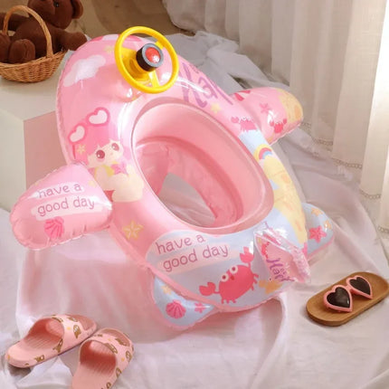 Cartoon Animal Inflatable Toys Baby Swimming Seat with Steering Wheel Outdoor Pool Water Inflatable Floating Ring for Kids