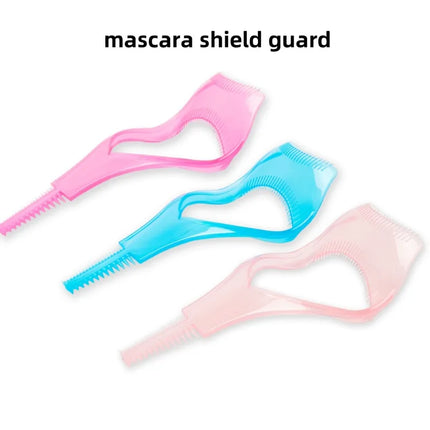 3 in 1 Mascara Applicator Template with Eyelash Curler Guard and Case, Eyeliner Holder, Eyelash Aid, Eyebrow Drawing Tool
