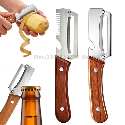 Wooden Handle Paring Knife High Appearance Kitchen Special Fruit Planer Sugarcane Paring Knife Household Thick Scraping Tools