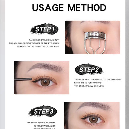 MACKANDY New Steel Pipe Black Technology Mascara Upgrade Non-Clumping Smudge-Proof Long Lasting No-Flake Waterproof Mascaras