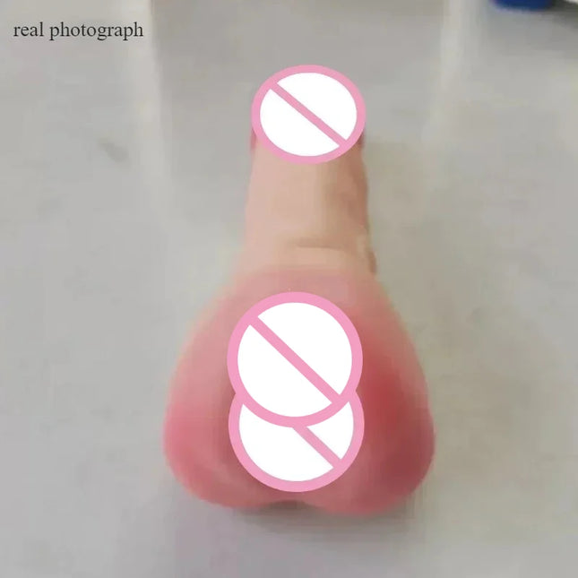 2 In 1 Realistic Pussy with Real Big Penis Enlarger Sleeve Vagina Anus Masturbation Sex Toys for Men Women Adult Erotic Supplies