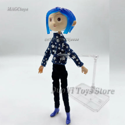 NECA Anime Coraline Doll Articulated Anime Figure Raincoat Sweater In Striped Shirt Toy LA Girl Decoration Model Bithday Gifts