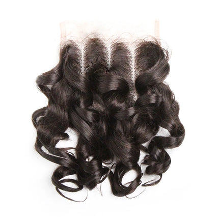 Curly Human Hair Closure Indian Remy Hair 4x4 Lace Closure Swiss Lace Three Part Closure Colored 1B/27/4/30/33/99J