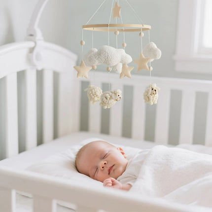 Baby Mobile Toy Wooden 0-12 Months Rattle Toy Baby Crib Mobile Toy Teddy Plush Alpaca Crib Bell Hanging Toy Baby Crib Bracket