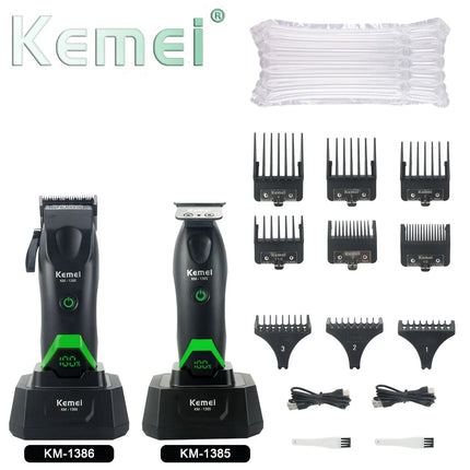 Kemei Clippers Professional Hair Clipper Adjustable Hair Trimmer Hair Care Appliance LED Display Clipper for Men KM-1386 KM-1385