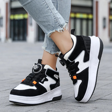 2Wheels Roller Skate Children Shoes Sneakers For Kids Boys Girls Sports Running Outdoor Adult Casual Women Tennis Size 31-42