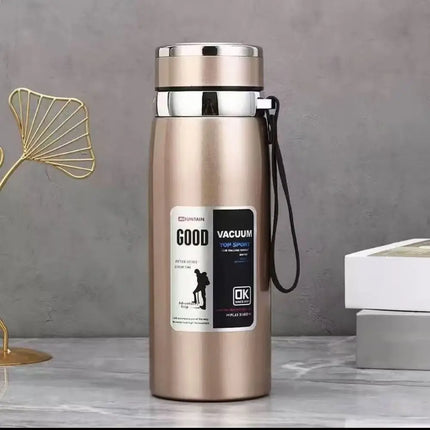 800/1000ml Sports Thermos Bottle Large Capacity Stainless Steel Portable Vacuum Flask Leak Proof with Hanging Rope