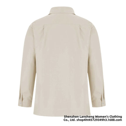 Long Sleeve Collared Men's Shirt Business Commute Style Polyester Fabric Machine Washable Spring Autumn Collection 2025