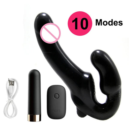 Strapless Vibrating Strap-on Dildo for Couples Strapon For Lesiban Wireless Remote Control Double-heads Vibrator Adult Sex Toys