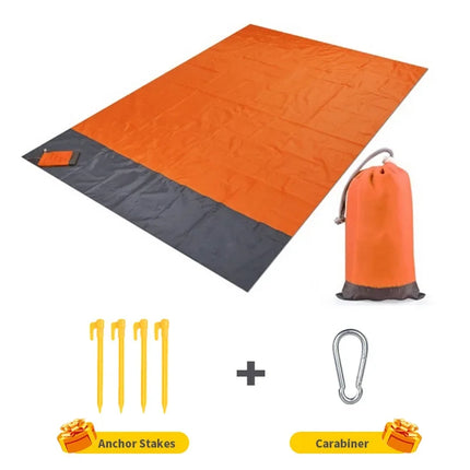 Tapis de plage pliable et imperméable avec poche, tapis de camping léger, tapis de pique-nique extérieur