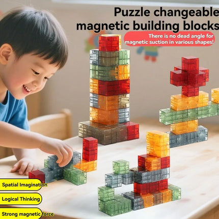 New Popular Transparent Magnetic Blocks-Build Magnet World Set for child, Sensory Construction Toys Christmas Gifts For Child