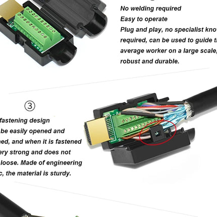 Solder-Free HDMI Male Connector Plug with Shell Kit - Easy DIY Upgrade for Repairing HDMI Cable Ends & Wires