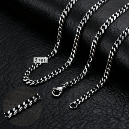 3-11MM Classic Cuban Chain Necklace for Men Women,Silver Black Gold Grey Color Stainless Steel Chains,Basic Punk Jewelry Gift