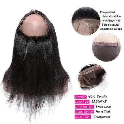 Brazilian Straight Lace Closure Human Hair 2x6 4x4 5x5 6x6 Lace Closure Straight 13x4 13x6 HD Lace Frontal with 360 Lace Closure