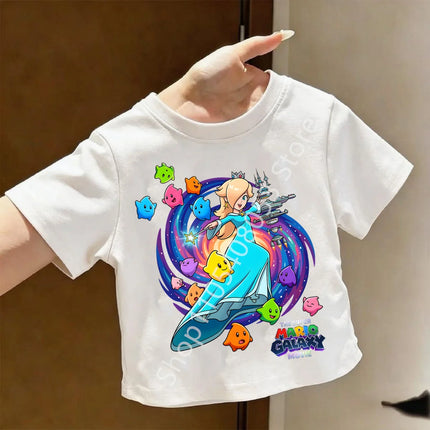 Super Marios T-shirt for Children Cartoon Anime Clothes Round Collar Clothing Short Sleeve Kid Summer Tee Top