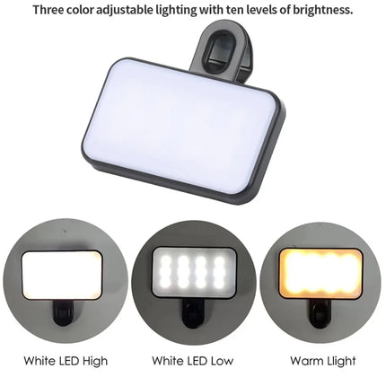 3 Modes Adjustable Selfie Fill Light Universal Photography Makeup Lamp Clip-on Live Stream Lamp Portable Pocket LED Selfie Lig