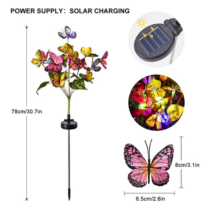 Solar Butterfly Flower Ground Lamp , Outdoor Solar Garden Lamp, Plastic Material, Great for Garden, Yard and Lawn Decoration
