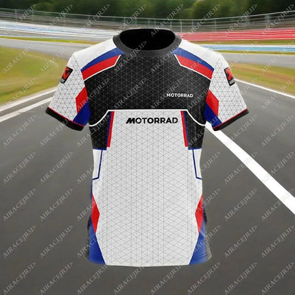 WorldSBK For BMW Motorrad Racing Team Rally Motorsport Motorcycle T-Shirt Summer Mens Quick Dry Breathable Jerseys Black White