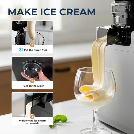 ROUNY Cold Press Extractor with Filter-Free, Easy Clean Electric Fruit Slow Juicer Machine with 130mm Large Feed Caliber,  Black
