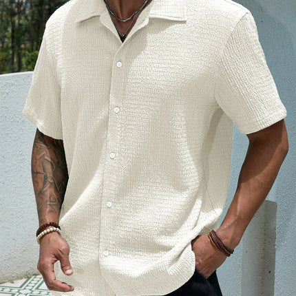 Men's casual shirts, short-sleeved men's shirts, summer clothes, pleated fabrics, light and breathable, suitable for queuing for