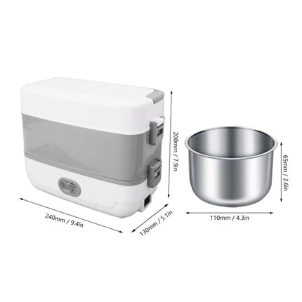 Electric Lunch Box Multifunction Double Layer Stainless Steel Liner Portable Food Heating Box For Home Office Travel