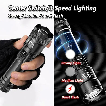 Rechargeable Flashlights High Power LED Tactical Flashlight Super Bright Handheld Hunting Torch Light for Emergency Hiking Fish
